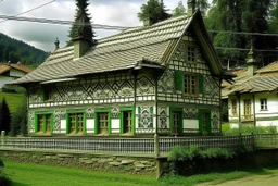 schita cu tema casa taraneasca din Bucovina , incadrata bine in rama , hasurat cu linii fine , cu mare acuratete si contrast , stil gravura pe metal