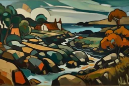 abstract landscape of iona in the style of Arne hiersoux