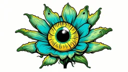 comic style flower with eye in the middle
