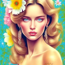  beautiful, pretty very young european female face portrait, detailed eyes, hair with flowers, cosmic ambiance , 8k