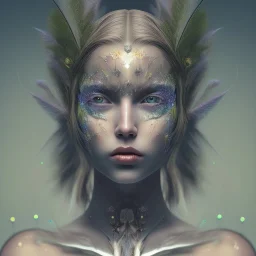 Portrait of beautiful girl, face dept of field,face shining, plant, metal,lens blur,,Unsharp masking, feathers,central weight average,Laplacian filt CWA Dryad,Median filter fae, sidhe, ominous, nature, plants, wildflower sparkle,wildflower 3d view, facepaint, dnd character portrait, intricate, oil on canvas, masterpiece, expert, insanely detailed, 4k resolution, retroanime style, cute big circular reflective eyes, cinematic smooth, intricate detail , soft smooth lighting, soft pastel colors