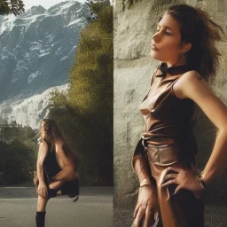 леди в кожаном,карие глаза,веснушки,блондинка,вызывающая,опасная,игривая,горы,природа,цветы,в стиле стрит-стайл,ретро,калссика,королевы Екатерины