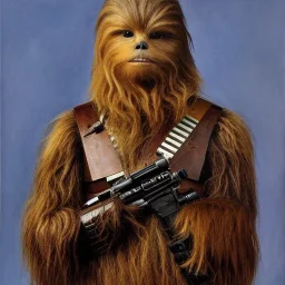 photorealistic and intricate portrait of chewbacca in star wars by rosa bonheur, wearing beskar armor, deep dark colors, hyperdetailed, 32K, oil on canvas,