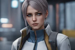 Carla in 8k anime artstyle, Detroit become human them, normal eyes, close picture, rain, apocalypse, intricate details, highly detailed, high details, detailed portrait, masterpiece,ultra detailed, ultra quality