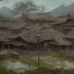 abandoned asian village landscape