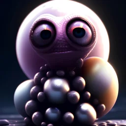 Cute tiny fluid ink creature hatching from egg, big black eyes, unreal engine 5, 8k resolution, photorealistic, ultra detailed, by greg rutowski