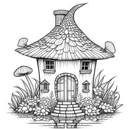 A fairy house Floating Lotus Abode, coloring page, exact shape, real image, minimal lines, white back ground color, real style, realistic, minimalistic, minimal black line art, line art, crisp line art, unique coloring sheet, outlined, outline, crisp, crisp line edges, illustration, thin lines, crisp clear lines, line art, clean line art, unique, 8k, no colors, no dark color, no black color, avoid thick black, minimalistic line edges, white back ground,