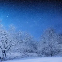 winter landscape, crystal, stars, dreamlike