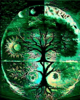 The tree of life consists of four seasons: spring, summer, autumn, winter, light, time, darkness, star, moon, sun, yang-ying, water, wind, earth, fire and love.