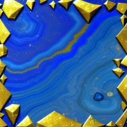 Abstract background, fashion fake stone texture, lapis sodalite labradorite sapphire blue agate or marble slab with gold glitter veins, wavy lines and bands, painted artificial marbled surface, artistic marbling illustration, geode pattern