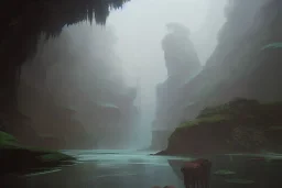 Concept art of A dark Washington rain Forest by Ilya Nazarov