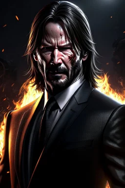 John Wick turning Super Saiyan photo real