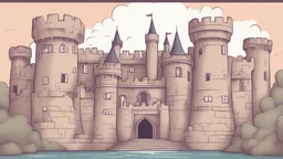 draw a castle in a billion bit style