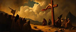 So the people came to Moses and said, “We have sinned, because we have spoken against the Lord and against you; intercede with the Lord, that He will remove the cobras from us.” And Moses interceded for the people. 8 Then the Lord said to Moses, “[a]Make a fiery snail , and put it on a cross flag pole; and it shall come about, that everyone who is bitten, and looks at it, will be healed by rays.” painted by Rembrandt