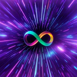 infinity symbol ∞ moving at warp speed, in space, striking, neon, chiaroscuro, dramatic, captivating, powerful, fantasy, beautiful, octane render, 16k post-production, artstation: award-winning: atmospheric: commanding: fantastical: clarity: ultra quality: striking: brilliance: stunning colors: amazing depth; lens: f/11, 35mm