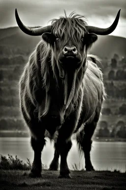 Godzilla / highland cow hybrid creature