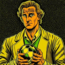 Diego Forlan Football soccer player posing. Dark detective comic watchmen 1940 vintage. Paranormal.