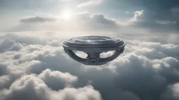 Photoreal magnificent floating ring-shaped alien structure floating above the clouds by lee jeffries, otherworldly creature, in the style of fantasy movies, photorealistic, shot on Hasselblad h6d-400c, zeiss prime lens, bokeh like f/0.8, tilt-shift lens 8k, high detail, smooth render, unreal engine 5, cinema 4d, HDR, dust effect, vivid colors