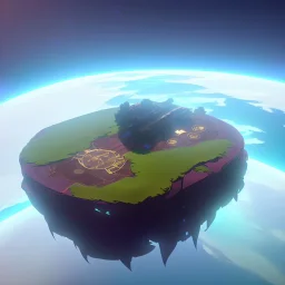 A Flat floating island in space, fantasy