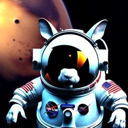 pixar style cute rabbit astronaut in space, unreal engine