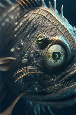 half fish half alien ,cinematic, realistic, intricate details, photorealistic, octane render, 8k, artstation