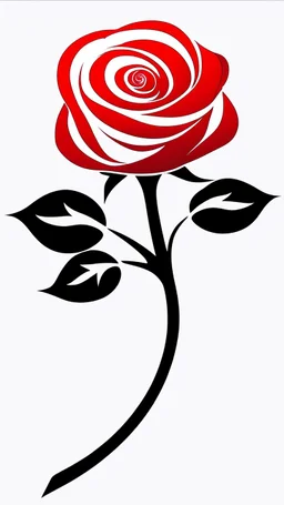 a rose where the stem and leaves(black) is made of smoke, and the flower(red) is made of smoke and flame shapes that spiral in the middle, vector
