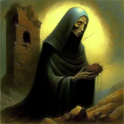 the conflicted nun, by Zdzislaw Beksinski, surreal