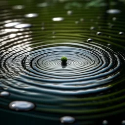 a raindrop creating a beautiful circle in a pond