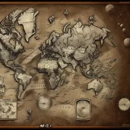 detailed, sepia, 8k resolution, world map, ink drawing