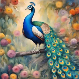 peacock, in all it's glory, full body shot, stunning colours, spectacular, a masterpiece, 8k resolution. in Gouache Style, Watercolor, Museum Epic Impressionist Maximalist Masterpiece, Thick Brush Strokes, Impasto Gouache, thick layers of gouache watercolors textured on Canvas, 8k Resolution, Matte Painting