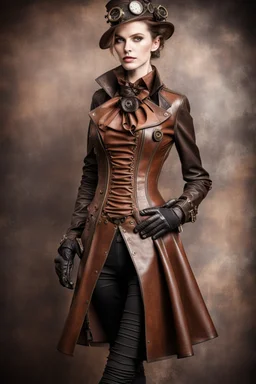 steampunk, women's leather clothing with pleats