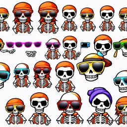 skeleton whit cool sunglasses emotes sprite sheet