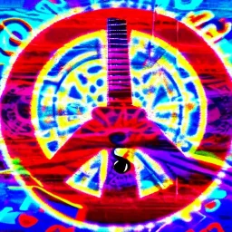 PEACE electric guitar PEACE psychedelic hippie trippy acid LSD PEACE GUITAR peacesign HIPPIE FLAG JIMI HENDRIX