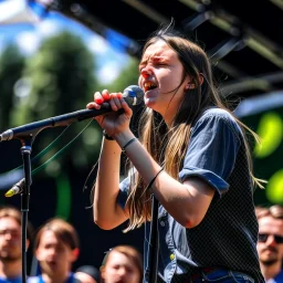 singing on stage in a music festival