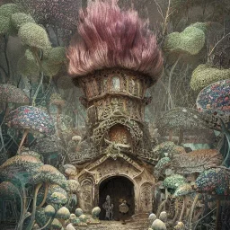 Insanely detailed photograph of an “Mushroom city” with intricate hair, intricate embroidered dress, beautiful clear face and hyperdetailed painting by Ismail Inceoglu Huang Guangjian and Dan Witz CGSociety ZBrush Central fantasy art album cover art,8K, hdr, romantic, mysterious, ominous, flowers, jewelry, comfort, natural eyes, "arms open for embrace",looking upwards