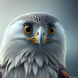 portrait of a bird of prey, feathers, extremely sharp detail, finely tuned detail, ultra high definition, 8k, unreal engine 5, ultra sharp focus, winter ambiance, forest background