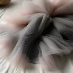 Tulle fabric, synthetic material, nylon, colors mineral gray, dusty pink, milky colors