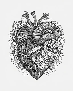 realistic Tattooed heart idea, line art, background, vector, svg, black outline on white background, leave plenty of white space beetween lines for coloring, tattoo style, tattoo idea,full body, minimalist