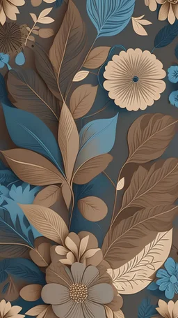 Boho Wallpapers Digital , Blue Brown Aesthetic Wallpaper , Shapes wallpaper , Neutral Floral, 4k, realistic, simple, refine, clean