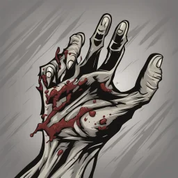 zombie hand claw, attack, comic book style, grey background,