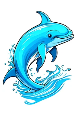 A Dolphin vector image for a t-shirt on a white background cartoon-style
