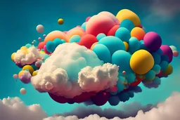 jumbo colour burst balls floating in clouds