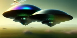 extra-terrestrial, 8K, photo realistic, highly detailed, lught ufo, light colors