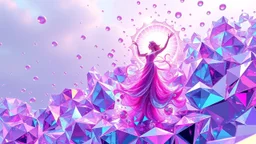 very complex CIFY structure ,pretty viberating color environment 3d metalic and crystal recursive evolving and animating beveled geometric base very complex CIFY structure emiting bubbles that broke, goddess of love in a pretty cleric dress comes out dancing gracefully , viberating color moving very in modern city escap environment while camera tracking it.write in down screen 3d animating"Made in Grok By:J.Babakan"