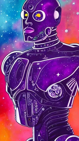 cyborg man, super ,nion ,purple, extremely beautiful art, cosmic, highly creative, rich colors, amazing details