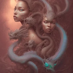 sango fantasy, fantasy magic, intricate, sharp focus, illustration, highly detailed, digital painting, concept art, matte, artgerm and paul lewin and kehinde wiley, masterpiece sexy lips Asian afro lips black African lady body mermaid turquoise Dragon head silver space lady outer swpace mermaid pretty skull