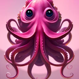  portrait of an cute pink octopus in the style of Chris Ryniak