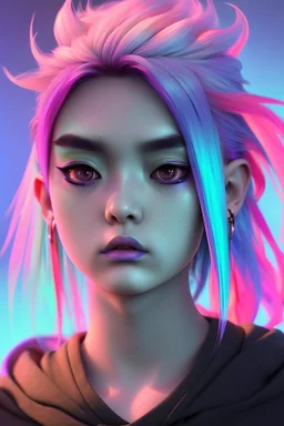 asian cool stylish, billie elish lookalike, with piercings,rainbow hair, androgynous look, epic colour treatment, cinematic colour treatment, meticulously intricate perfectly symmetrical extremely detailed, pixiv daily ranking, pixiv, extreme depth of field, artstation, spectacular details, volumetric lighting, masterpiece, cinematic, Hollywood production, 8k resolution, high definition, max octane render, vivid colors, max resolution, max perfectionism, realistic composition, professional photo