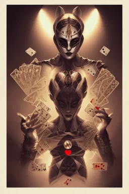 A harlequin character, playing cards with other people , sf, intricate artwork masterpiece, ominous, matte painting movie poster, golden ratio, trending on cgsociety, intricate, epic, trending on artstation, by artgerm, h. r. giger and beksinski, highly detailed, vibrant, production cinematic character render, ultra high quality model