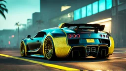 Veyron Super Sport ultimate need for speed tuning Mansory Cyberpunk 2077 neon Style Rear View, Super Detailed, desktop wallpaper, 4K